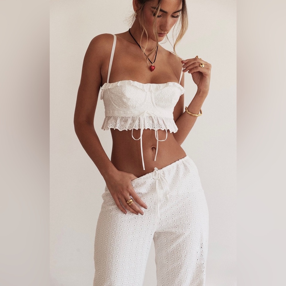 🟪Firm Price🟪House of CB Federico white Broderie Anglais bralette top - Picture 8 of 14